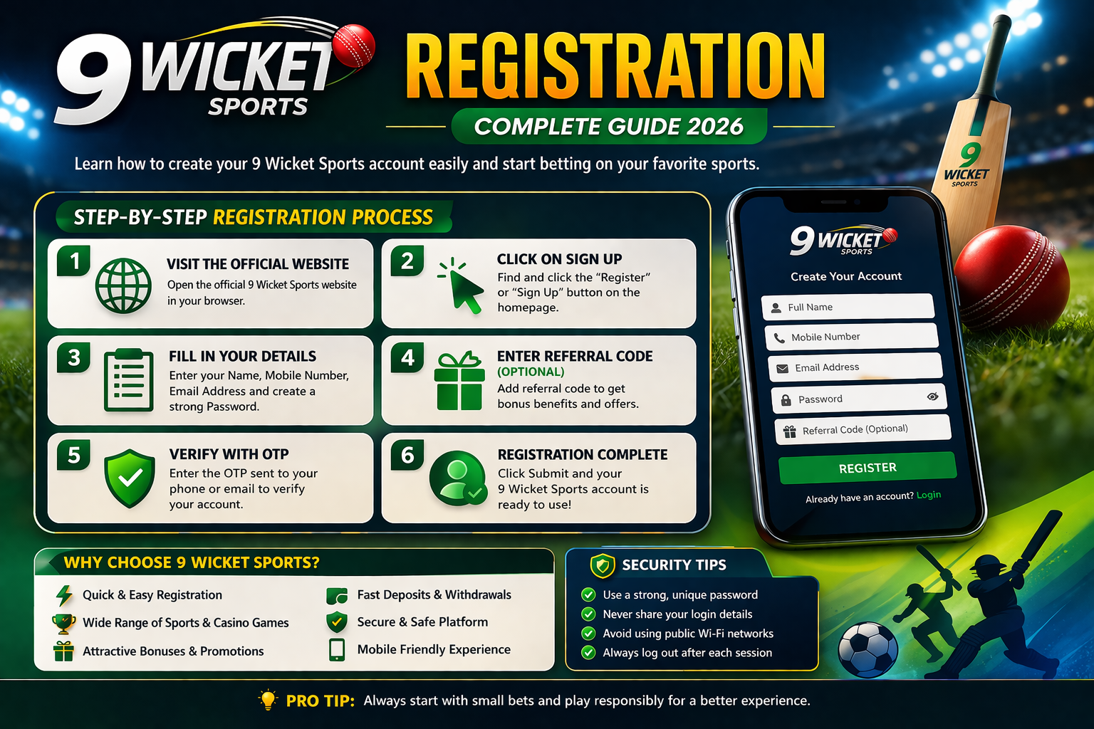 9 Wicket Sports Registration Full Guide for the New Users