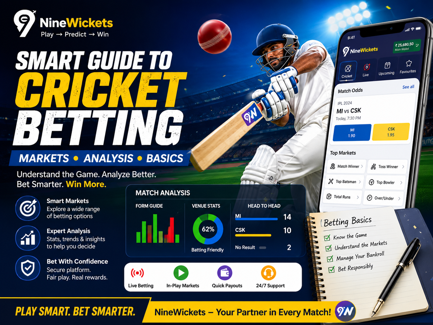 NineWickets Cricket Bet: A Complete Guide to Cricket Betting, Markets, Odds and Safer Play